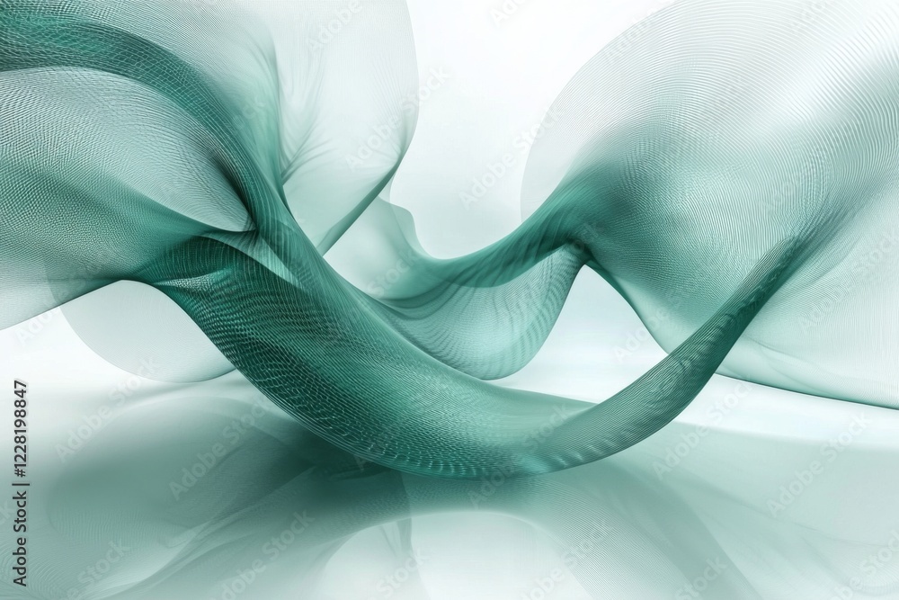 Poster abstract teal waves flow and intertwine creating a dynamic ethereal visual
