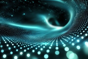 Abstract teal digital wave flowing through space creating a mesmerizing vortex of light and energy
