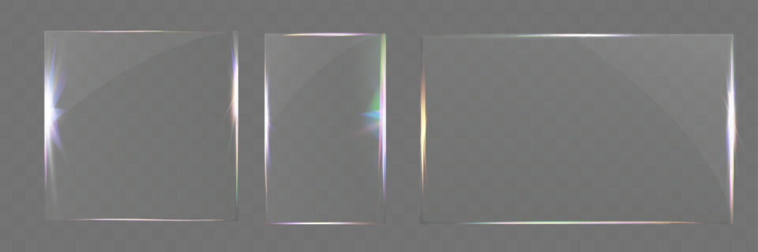 Glass transparent overlay with realistic glare and light reflection effect.