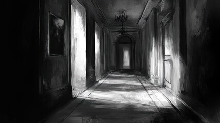 Dark Hallway Leads To Light At End Of Mysterious Corridor