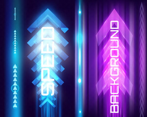 Fototapeta premium Arrow light speed motion background with futuristic glowing arrows and light streaks. 