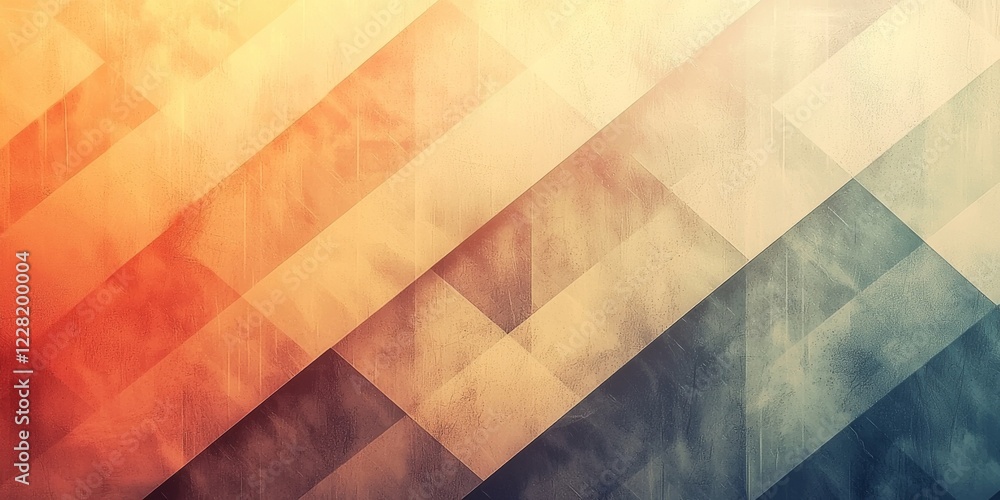 Poster abstract geometric pattern in warm and cool tones creating a textured layered effect