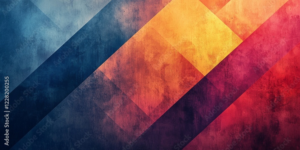 Aufkleber abstract geometric art with a textured vintage feel bold colors and diagonal lines create a dynamic 