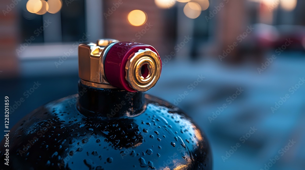 Poster vintage style camera on wet surface with bokeh lights in background, creating atmospheric moody comp