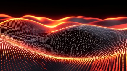 Abstract Orange Digital Wave Landscape