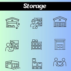 Storage line icons collection illustration