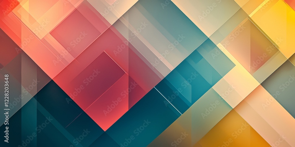 Poster abstract geometric pattern with warm and cool tones intersecting shapes create a dynamic design
