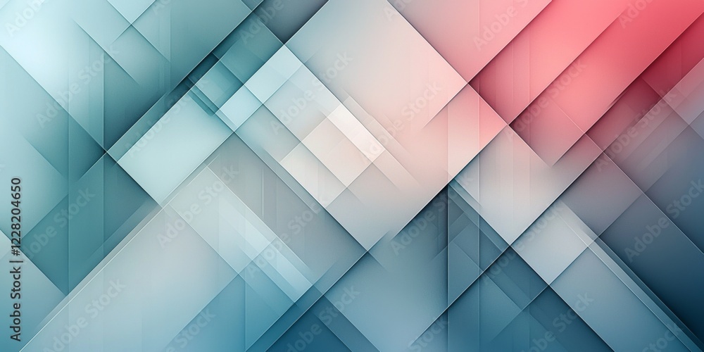 Poster abstract geometric design with overlapping shapes in cool and warm tones