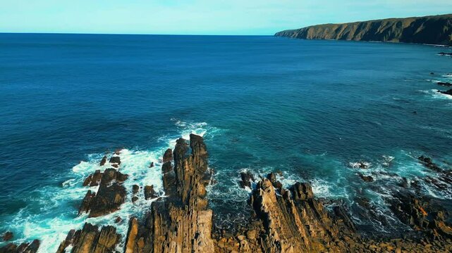 Aerial view of seascape along the vast beach on the South Coast during summer