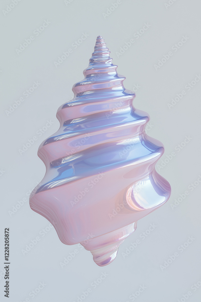 Poster iridescent seashell: a mesmerizing iridescent seashell with intricate spiral patterns and a pearlesc