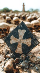 Apocalyptic Wasteland Inferno with Skulls and Fire Towers under Thunderstorm – Vibrant 8K Desolation Scene
