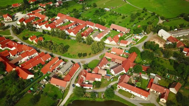 Aerial view of village Holasovice in South Bohemia, Czech republic.
