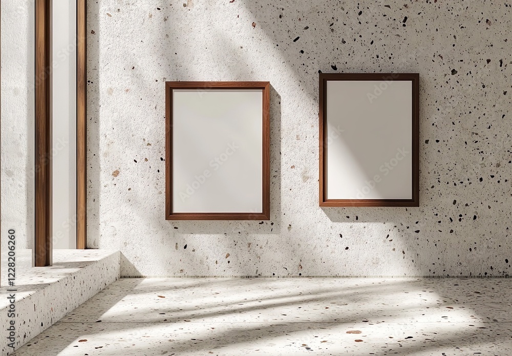 Poster three dimensional render of two picture frames