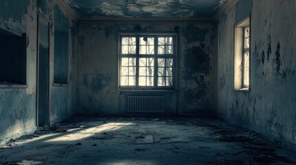 Obraz premium Derelict Room Showing Decay And Light Through Windows