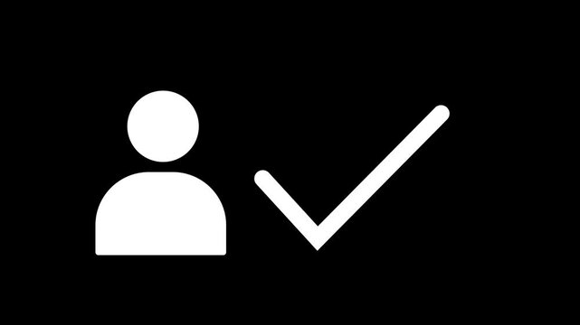 User ID Icon with Check Mark Animation Representing Account Verification, Approval, Authentication, Profile Confirmation, Security, and Digital Identity in High-Quality 4K.