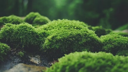 Lush Green Moss Thriving Near Forest Stream