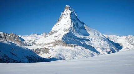 Majestic Matterhorn Mountain Snow Covered Peak Winter Landscape