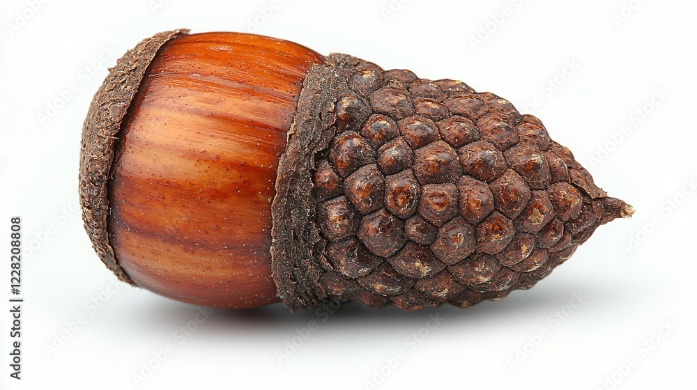 Poster a detailed image of an acorn showcasing its unique texture and color.