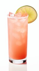 Refreshing pink grapefruit cocktail with lime garnish in tall glass