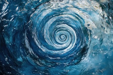 Abstract Vortex of Oceanic Depths: A mesmerizing spiral of turquoise and blue water, swirling into a captivating abyss.