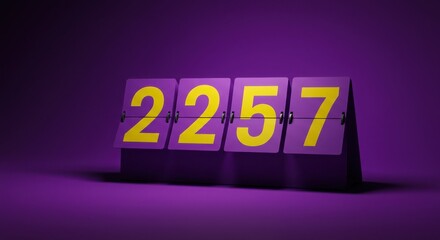 Flip Number Counter Display Showing 2257 on Purple Background