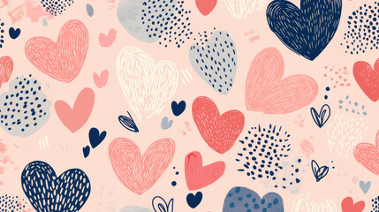 A minimalist heart pattern on a soft pink background, creating a seamless square design perfect for Ideal for wedding themes, packaging, wrapping paper, wallpaper, fabric, and textile