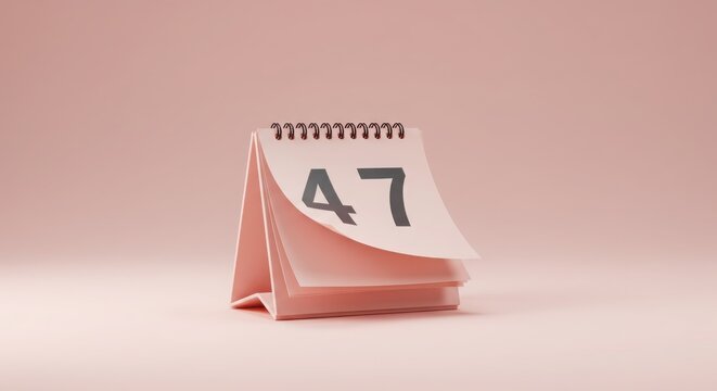 Minimalist Calendar with Page Tearing Off Showing Day 47 on Pink Background