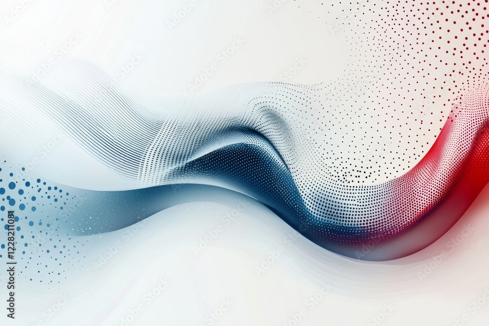 Poster abstract wave design with blue and red gradients and halftone patterns