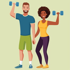 two people exercising