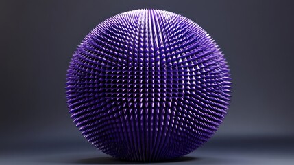 Abstract purple spiky sphere on gray background. (1)