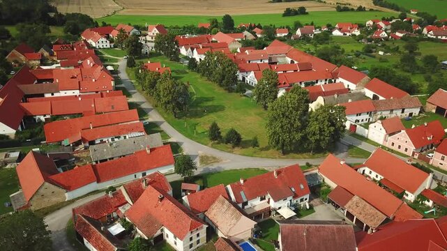 Aerial view of village Holasovice in South Bohemia, Czech republic.