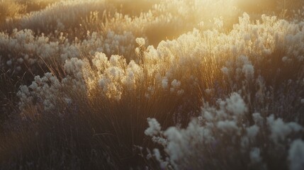 Golden Hour Grasslands Illuminated by Sunset Light