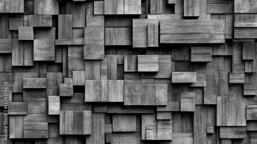 Poster abstract gray wooden block geometric pattern