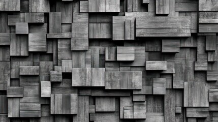 Abstract Gray Wooden Block Geometric Pattern