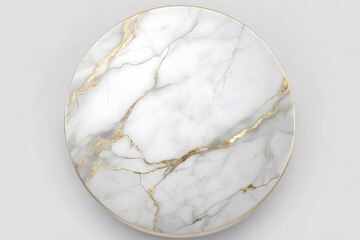 Elegant Round Marble Plate with Gold Veining Design Decorative Accent Piece Home Decor Tabletop