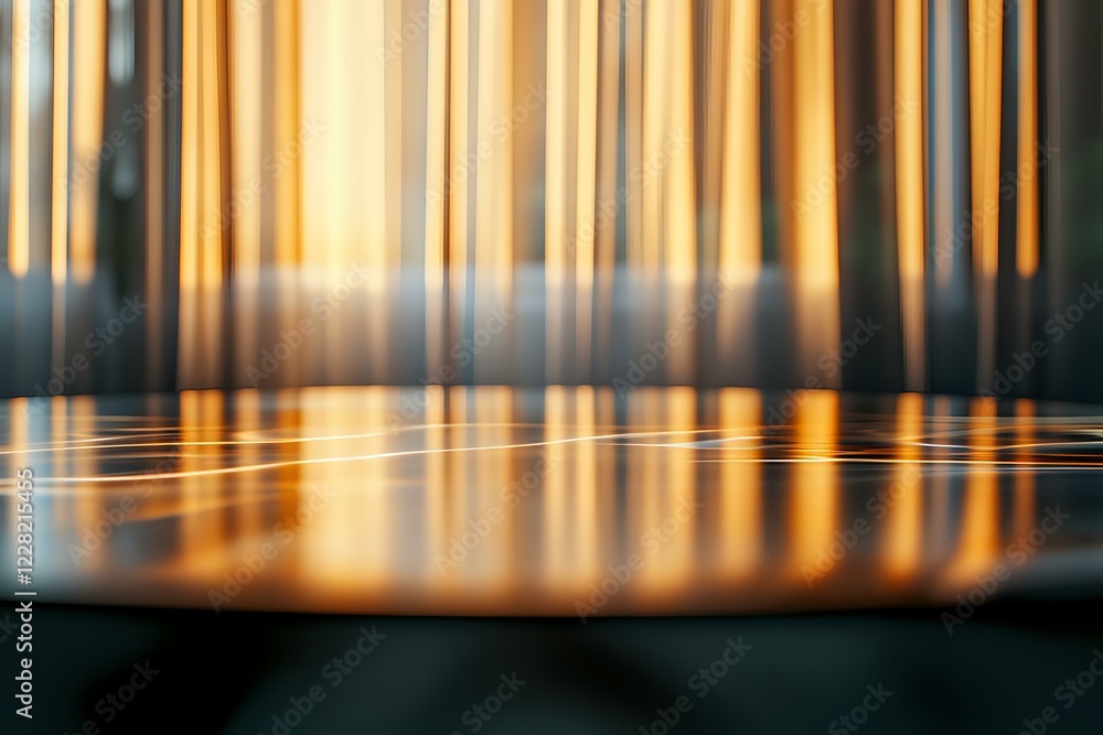 Poster abstract blurred vertical lines in warm orange and dark blue tones reflecting on glossy surface crea