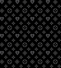 Luxury Monogram Pattern Black for Bags, Clothing, Curtains, Pillows, Table Linens, and Surfaces