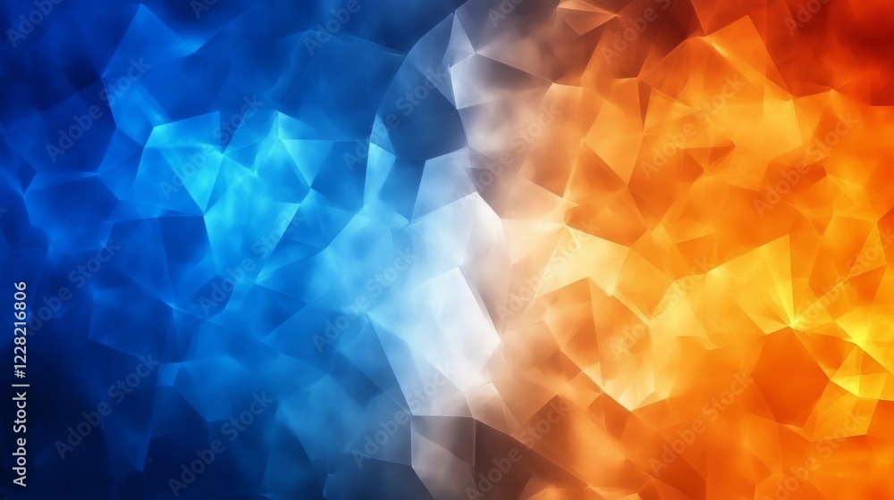 Poster vibrant abstract waves blend blue and orange colors creating dynamic energy in an artistic display