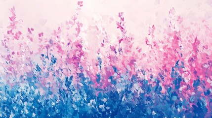 Fototapeta premium Colorful abstract landscape featuring vibrant pink and blue brush strokes in a dreamy setting