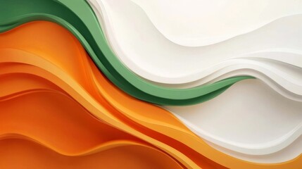 Obraz premium Wavy tricolor design representing national colors of India with vibrant orange, white, and green