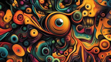 Fototapeta premium Abstract vibrant eye, swirling colorful shapes, patterns, background. Possible use poster, wallpaper