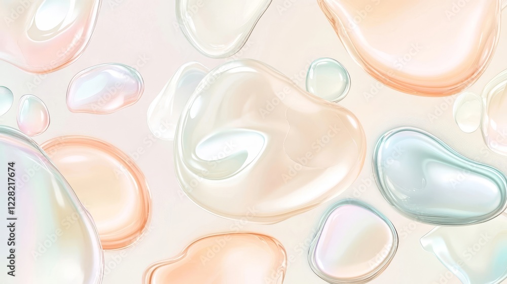 Poster colorful translucent droplets on a soft background in an artistic arrangement showcasing texture and