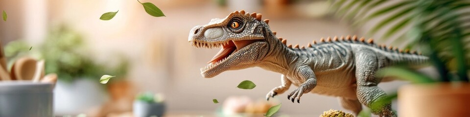 Obraz premium Adorable dinosaur toy in a home setting.