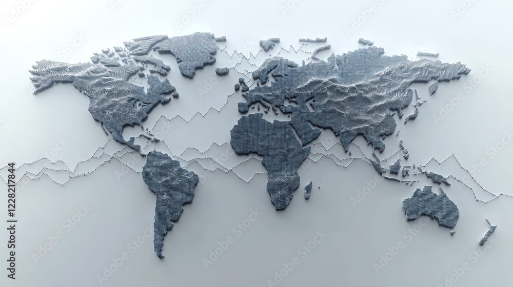 Poster Global World Map Data Points And Charts