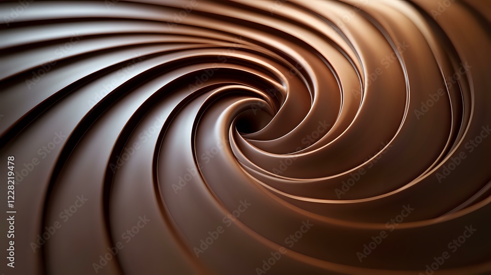 Poster smooth dark chocolate swirl background with glossy spiral pattern creates luxurious texture for conf