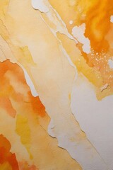 Abstract textured background with torn orange and white watercolor paper layers. Artistic design with organic shapes and soft color transitions. Generative AI