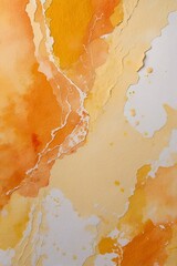 Abstract textured background with torn orange and white watercolor paper layers. Artistic design with organic shapes and soft color transitions. Generative AI