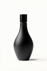Elegant Matte Black Dropper Bottle. Front View Mockup Featuring Isolated Glass Container on White Background