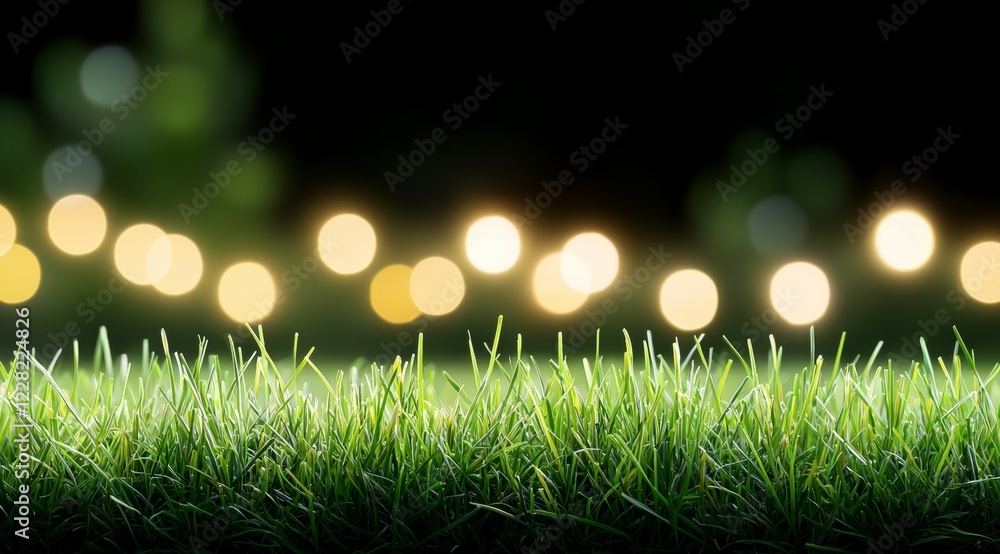Poster field of grass with a dark background and a lot of light shining on it
