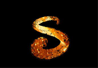 Golden Sparkle S on Black Background